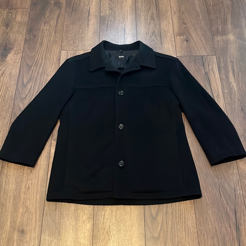 Hugo Boss mens button up wool/cashmere black coat 42R